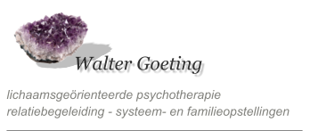lichaamsgeörienteerde psychotherapie  relatiebegeleiding - systeem- en familieopstellingen Walter Goeting